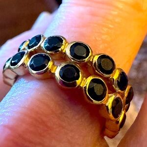 WOW POSHMARK - Two Authentic Anna Beck Black Onyx Multi Stone Gold Stacking Ring